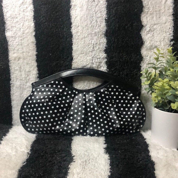 Handbags - Black & White Polka Dot Clutch